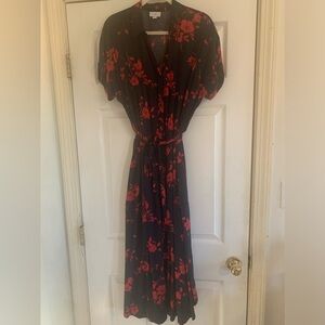 J.Jill floral short sleeve shirt dress navy & red with pockets used once.